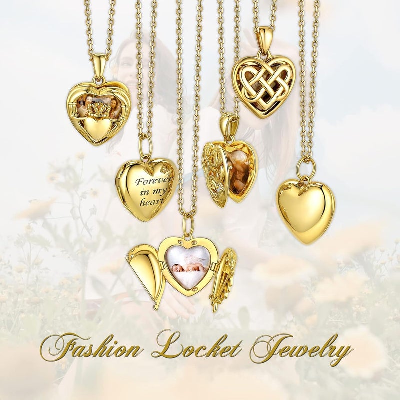 Bestyle Sterling Silver Heart Locket Necklace for Women, Dainty Cute Small Heart Locket Pendant in Gold/Rose Gold/Silver, Love Statement Jewelry Gift for Mother Wife - Image 1